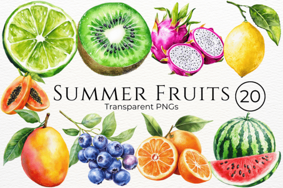 Download Summer Fruits Watercolor Clipart - Clipart Collection
