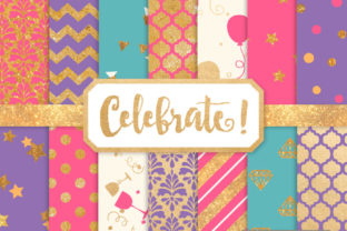 Download Crayon Box Girl Celebrate Gold Digital Paper Set - Gold digital paper Collection