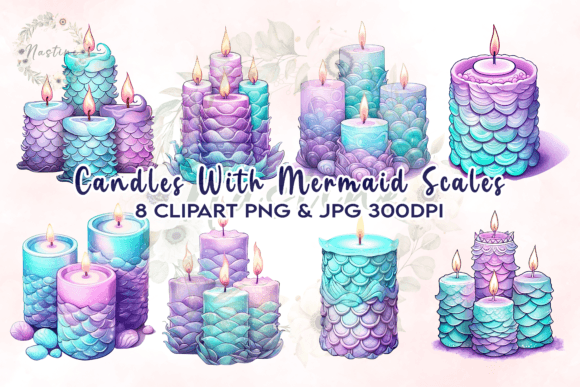 Download Candles with Mermaid Scales Clipart - Clipart Collection