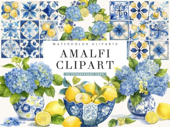 Download Watercolor Amalfi Clipart Bundle - Clipart Collection