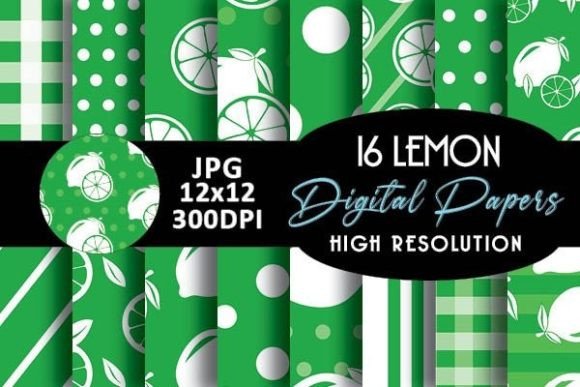 Download Green Lemon Digital Papers Patterns - Green Collection