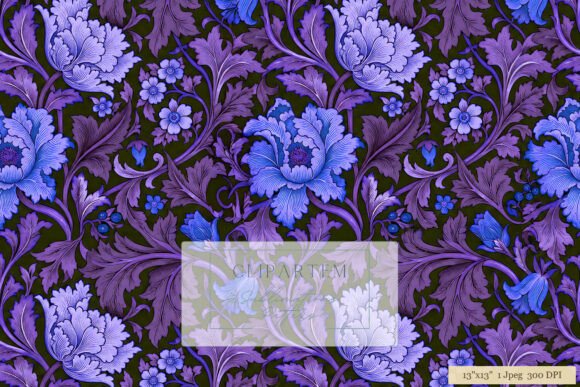 Download Victorian Floral Damask Purple Blue - Purple Collection