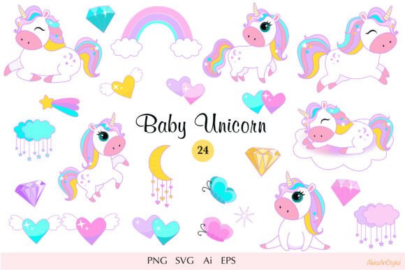 Download Cute Baby Unicorn Clipart -Magic Rainbow - Clipart Collection