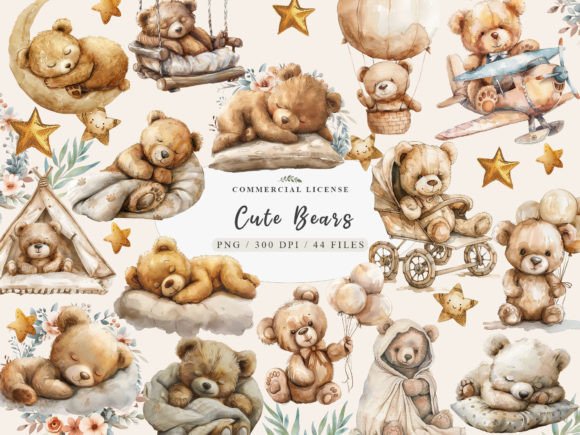Download Teddy Bear Bundle, Boho Nursery Clipart, - Clipart Collection