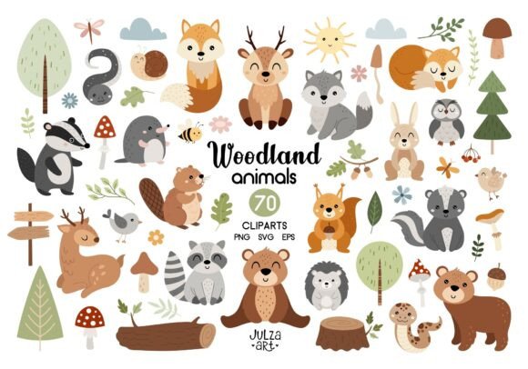 Download Woodland Animals Clipart, Forest SVG PNG - Clipart Collection