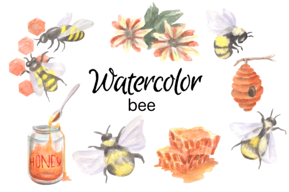 Download WATERCOLOR CLIPART Bee Honey - Clipart Collection