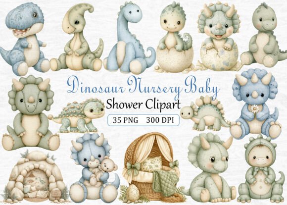 Download Dinosaur Nursery Baby Shower Clipart - Clipart Collection