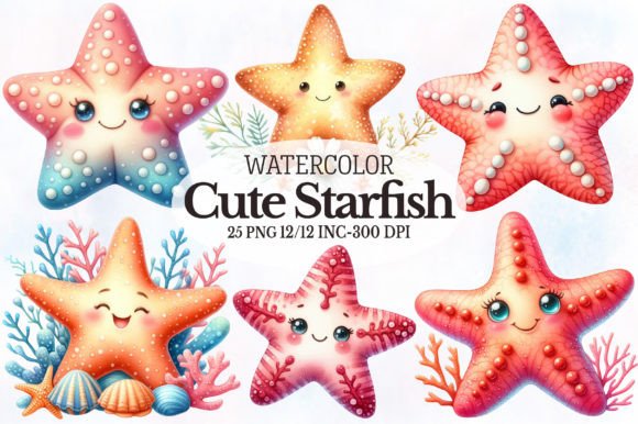 Download Watercolor Cute Starfish Clipart - Clipart Collection