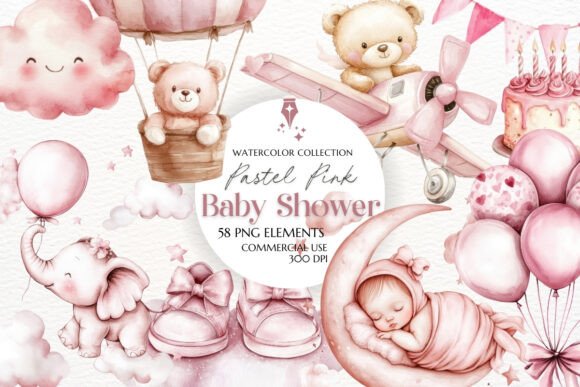 Download Pastel Pink Baby Shower Clipart - Clipart Collection