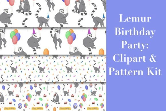 Download Lemur Birthday Party: Clipart &amp; Pattern - Clipart Collection