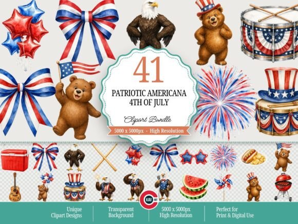 Download Patriotic Americana 4th of July Clipart - Clipart Collection