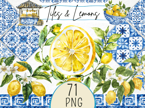 Download Mediterranean Tiles and Lemons Clipart - Clipart Collection