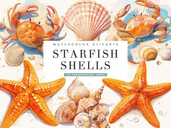 Download Watercolor Starfish Clipart Bundle - Clipart Collection