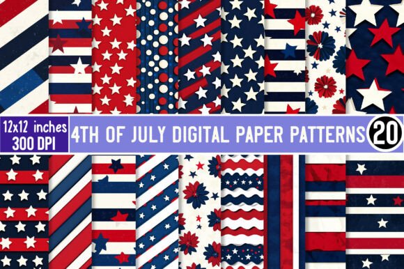 Download 4th of July Digital Paper Patterns - July Collection