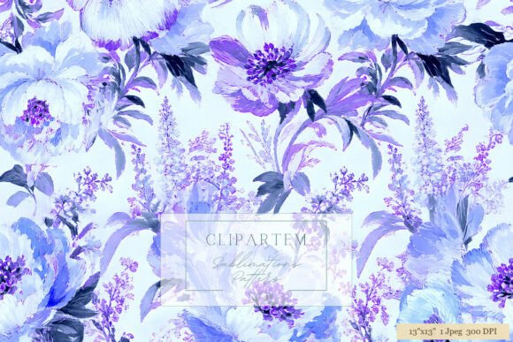 Download Purple Blue Floral Sublimation Pattern - Purple Collection