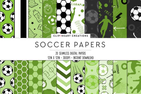Download Green Soccer Seamless Digital Papers - Green Collection
