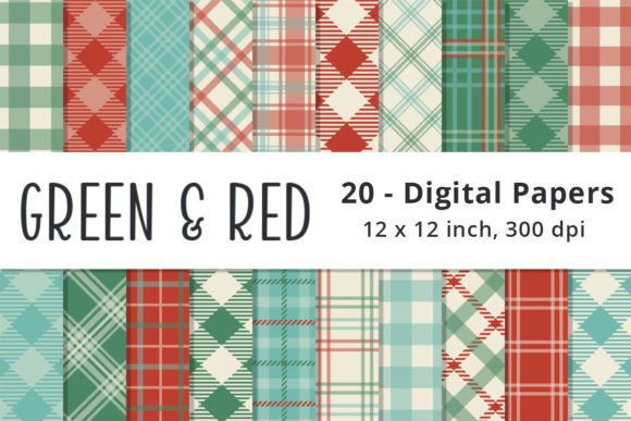 Download Red and Green Plaid Digital Paper - Green Collection