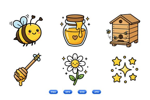 Download Cute Bee Honey Clipart Pack - Clipart Collection