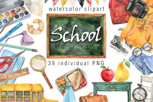 Download Watercolor Back to School Clipart - Clipart Collection