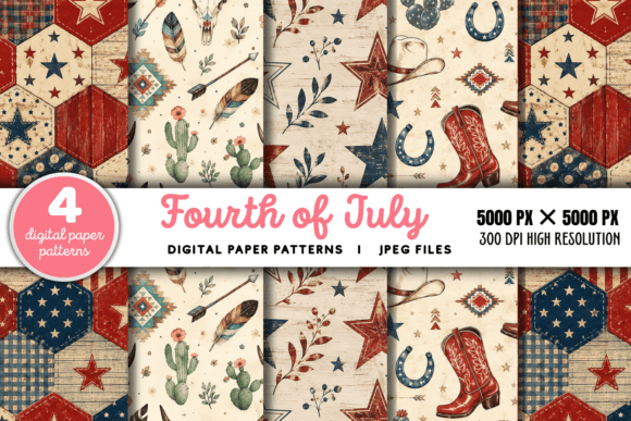 Download Fourth of July Stars Pattern 4 - July Collection