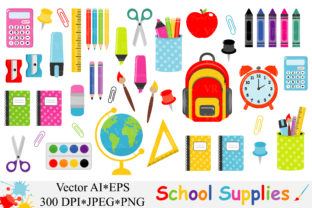 Download School Supplies Clipart, Back to School - Vector - Clipart Collection