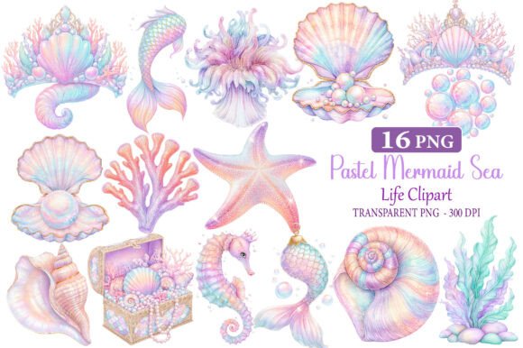 Download Pastel Mermaid Sea Life Clipart - Clipart Collection