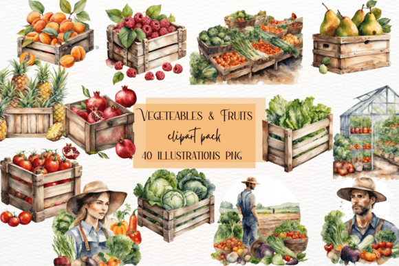 Download Watercolor Vegetables and Fruits Clipart - Clipart Collection