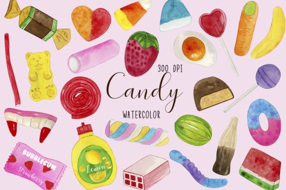 Download Watercolor Candy Clipart, Sweets - Clipart Collection