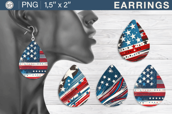 Download 4th of July Earrings Sublimation Designs - July Collection