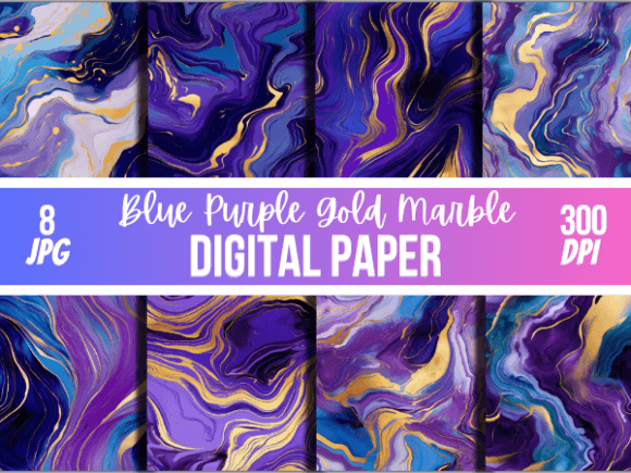 Download Vibrant Blue Purple Gold Marble Paper - Purple Collection