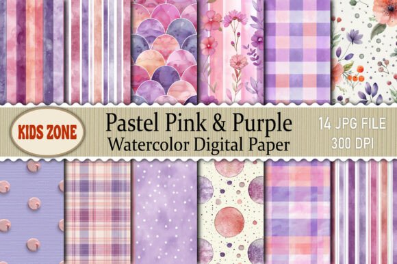Download Pastel Pink &amp; Purple Watercolor Digital - Purple Collection