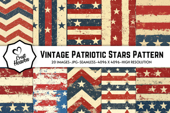 Download Vintage Patriotic Stars Pattern - Patriotic Collection
