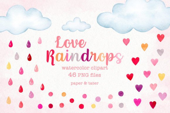 Download Watercolor Valentines Raindrops Clipart - Clipart Collection