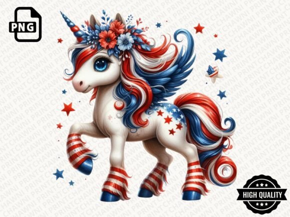 Download 4th of July Baby Unicorn Clipart PNG - Clipart Collection