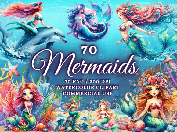 Download Watercolor Mermaids Clipart Mermaid Png - Clipart Collection