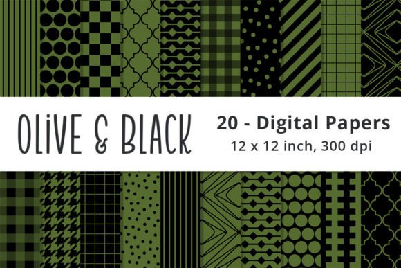 Download Olive Green and Black Printable Papers - Green Collection