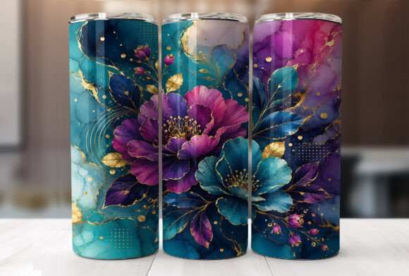 Download Purple Blue Gold Floral 20oz Tumbler PNG - Purple Collection