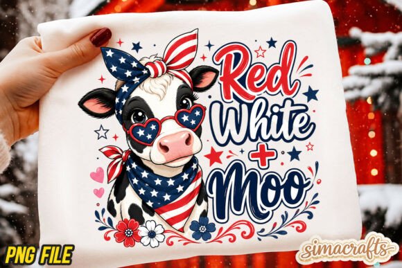 Download Patriotic Cow 4th of July Red White Moo - Patriotic Collection