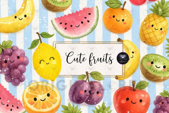 Download Cute Fruits Clipart Watercolo - Clipart Collection