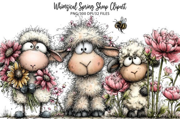 Download Whimsical Spring Sheep Clipart - Clipart Collection