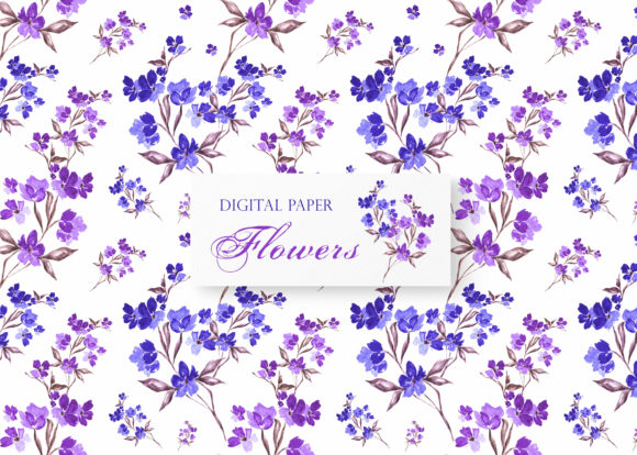 Download Purple Blue Flowers Digital Paper. Flora - Purple Collection