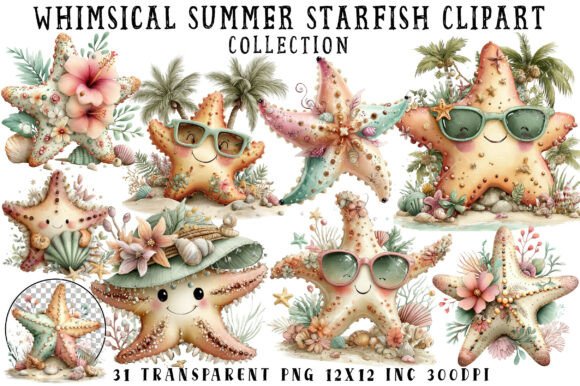 Download Whimsical Summer Starfish Clipart - Clipart Collection