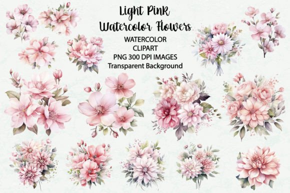Download Light Pink Watercolor Flowers Clipart - Clipart Collection