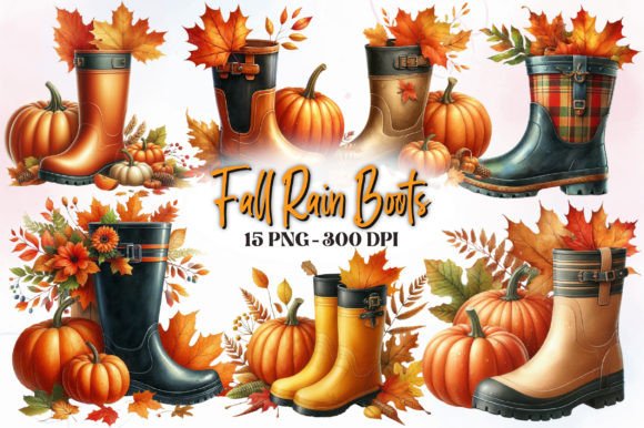 Download Fall Rain Boots Watercolor Clipart - Clipart Collection