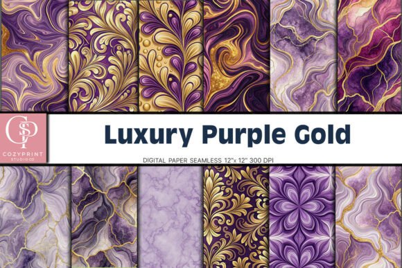 Download Luxury Purple Gold Digital Paper Bundle - Gold digital paper Collection