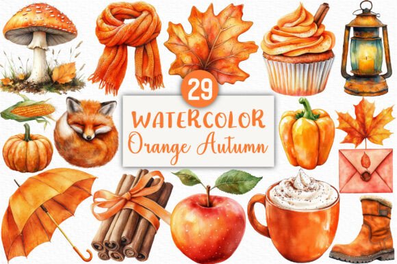 Download Watercolor Orange Autumn Clipart - Clipart Collection