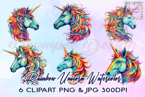 Download Rainbow Unicorn Horn Watercolor Clipart - Clipart Collection