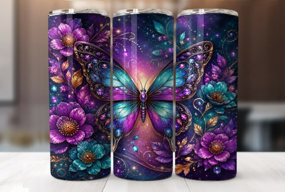 Download Purple Blue Butterfly 20oz Tumbler Wrap - Purple Collection