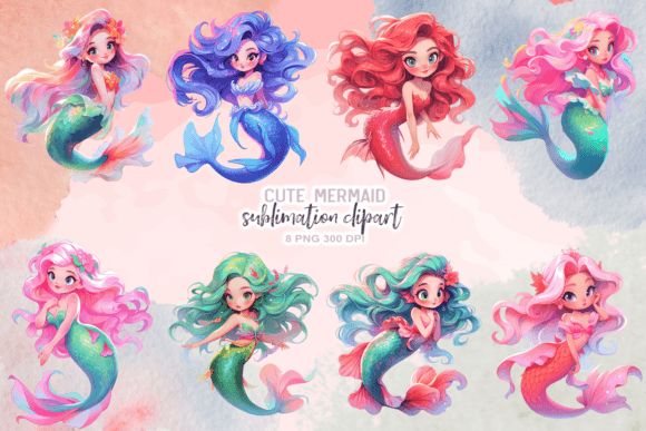 Download Cute Mermaid Sublimation Clipart - Clipart Collection