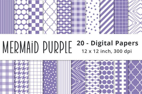 Download Mermaid Purple Digital Pattern Papers - Purple Collection